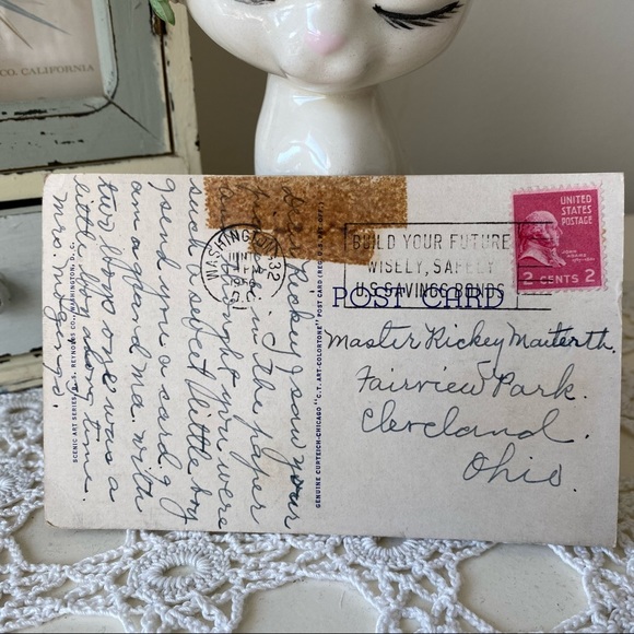 1956 Jefferson Memorial Washington D.C. Postcard w/ 2 cent stamp - Picture 4 of 7